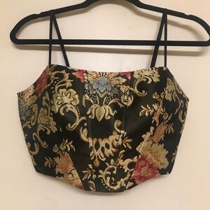 APEACH Paisley Corset Zipper Top With Adj Straps